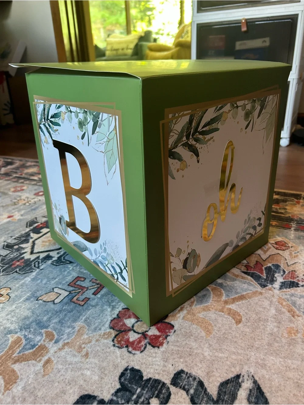 GREEN Gold 'BABY' Stacking Blocks Party Decor